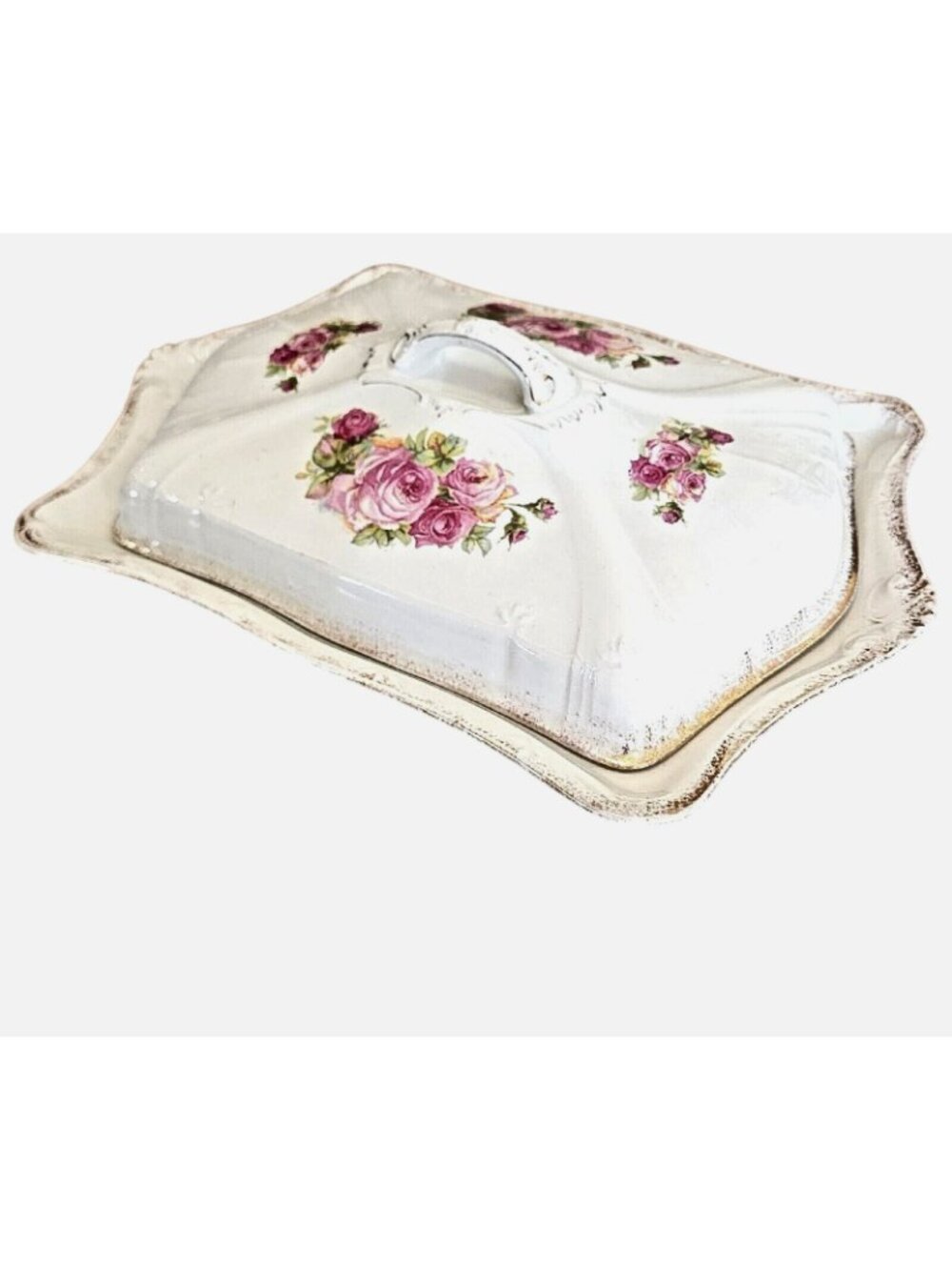 1920s Floral Porcelain Covered Meat Dish Antique Franz Anton Mehlem Bonn German - Picture 8 of 16